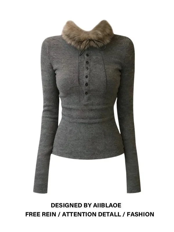 Retro Sle plus Size Women's Long Sve T-irt with Fur Collar Slimming Base irt Autumn Winter Faionable Top
Retro Sle plus Size Women's Long Sve T-irt with Fur Collar Slimming Base irt Autumn Winter Faionable Top