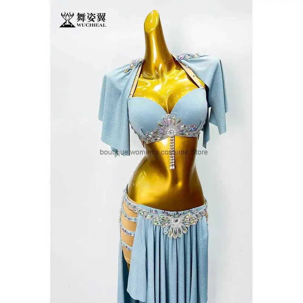 Dance Wings New Belly Dance Practice Outfit In Misty Blue Oriental Dance Performance Costume Set For Women Party Dress
Dance Wings New Belly Dance Practice Outfit In Misty Blue Oriental Dance Performance Costume Set For Women Party Dress