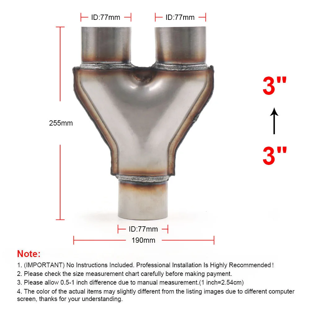 Y Pipe 3" Single to 3''Dual Adapter Connector Stainless Steel Exhaust Reversible
Y Pipe 3" Single to 3''Dual Adapter Connector Stainless Steel Exhaust Reversible