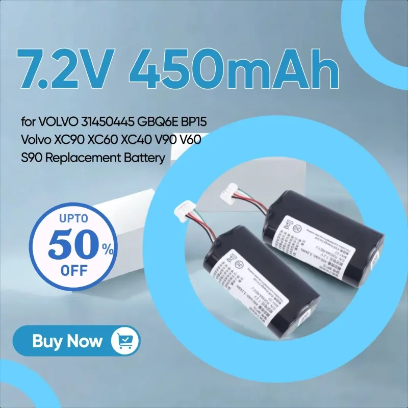 New 7.2V 450mAh 3.24Wh BATTERY for VOLVO 31450445 GBQ6E BP15 Volvo XC90 XC60 XC40 V90 V60 S90 Replacement Battery
New 7.2V 450mAh 3.24Wh BATTERY for VOLVO 31450445 GBQ6E BP15 Volvo XC90 XC60 XC40 V90 V60 S90 Replacement Battery