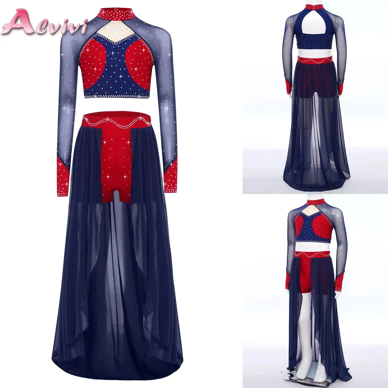 Lyrical Modern Contemporary Dance Performance Costume for Girls Sheer Mesh Rhinestone Crop Tops with Skirt for Ballet Dance Show
Lyrical Modern Contemporary Dance Performance Costume for Girls Sheer Mesh Rhinestone Crop Tops with Skirt for Ballet Dance Show