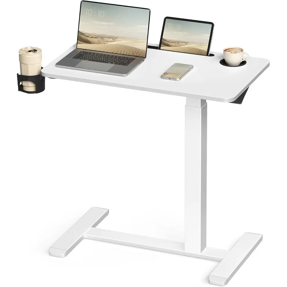 Adjustable Height Mobile Computer Desk with Wheels, 27.6x15.7 Surface, 2 Cup Holders, Tablet Slot, Cloud White
Adjustable Height Mobile Computer Desk with Wheels, 27.6x15.7 Surface, 2 Cup Holders, Tablet Slot, Cloud White