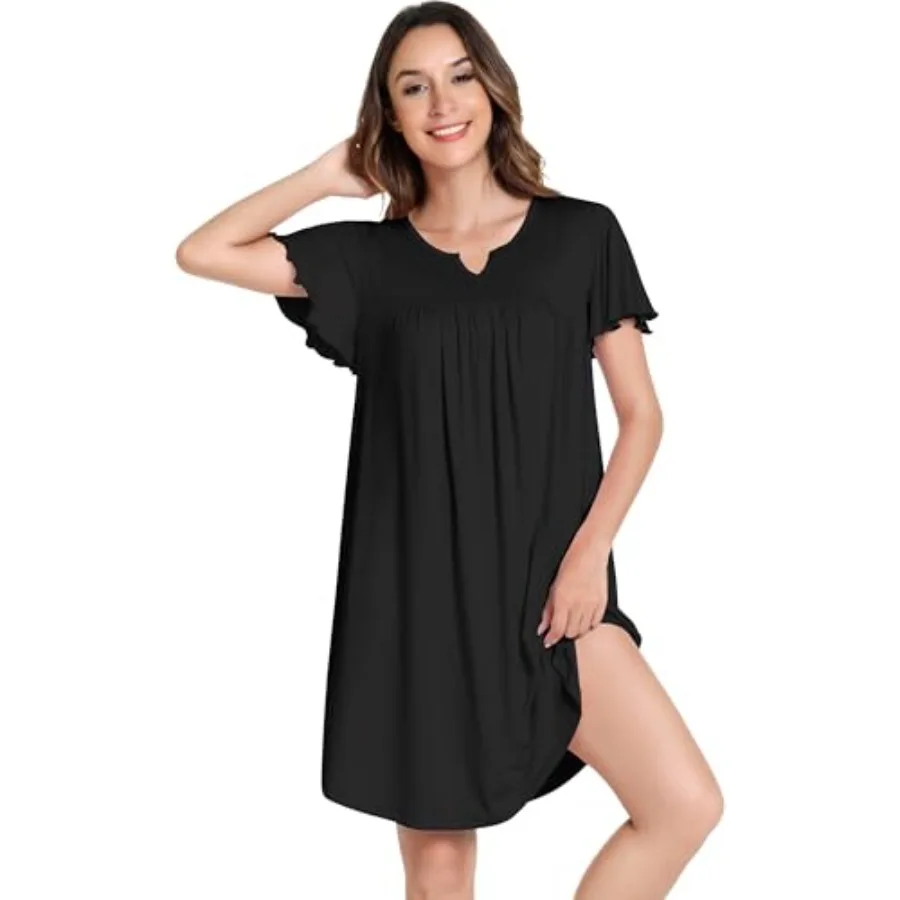Nightgowns for Women-Viscose Made from Bamboo, Short Sleeve Nightshirts Cool Sleepshirts Soft Sleepwear
Nightgowns for Women-Viscose Made from Bamboo, Short Sleeve Nightshirts Cool Sleepshirts Soft Sleepwear