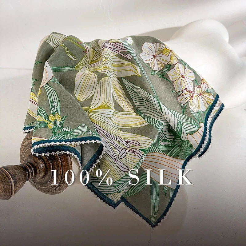 100% Silk original luxury scarves for women summer Korean fashion green floral print neck scarves woman accessories
100% Silk original luxury scarves for women summer Korean fashion green floral print neck scarves woman accessories