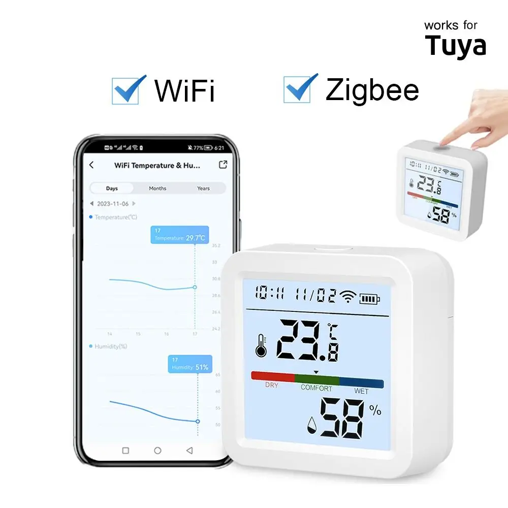 Датчик температуры и влажности Wi-Fi/Zigbee, приложение, дистанционное управление с ЖК-дисплеем, умный термометр для Tuya/Alexa/Google Home/Yandex
Датчик температуры и влажности Wi-Fi/Zigbee, приложение, дистанционное управление с ЖК-дисплеем, умный термометр для Tuya/Alexa/Google Home/Yandex