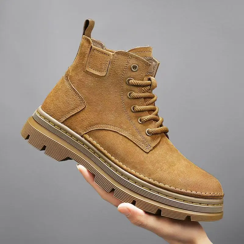Men's Autumn Winter Leather High Top Work Boots Thick Sole Non Slip Waterproof Lace Up Round Toe Outdoor Hiking Ankle Boots
Men's Autumn Winter Leather High Top Work Boots Thick Sole Non Slip Waterproof Lace Up Round Toe Outdoor Hiking Ankle Boots