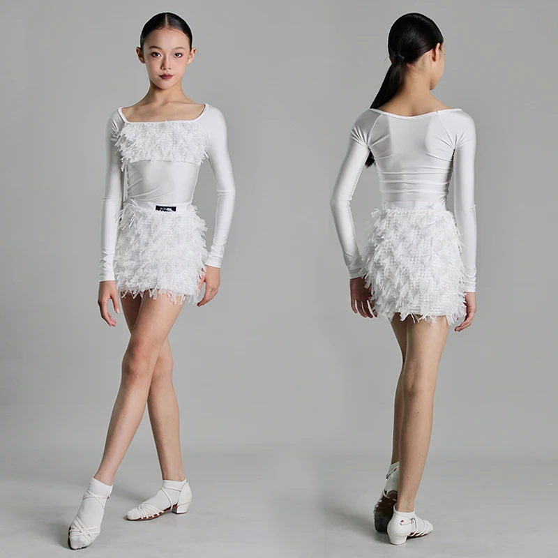 Белое платье для латинских танцев 2025 года, детская одежда для выступлений, топ с юбкой и длинными рукавами, комплект тренировочной одежды для латинских танцев для девочек 2278
Белое платье для латинских танцев 2025 года, детская одежда для выступлений, топ с юбкой и длинными рукавами, комплект тренировочной одежды для латинских танцев для девочек 2278