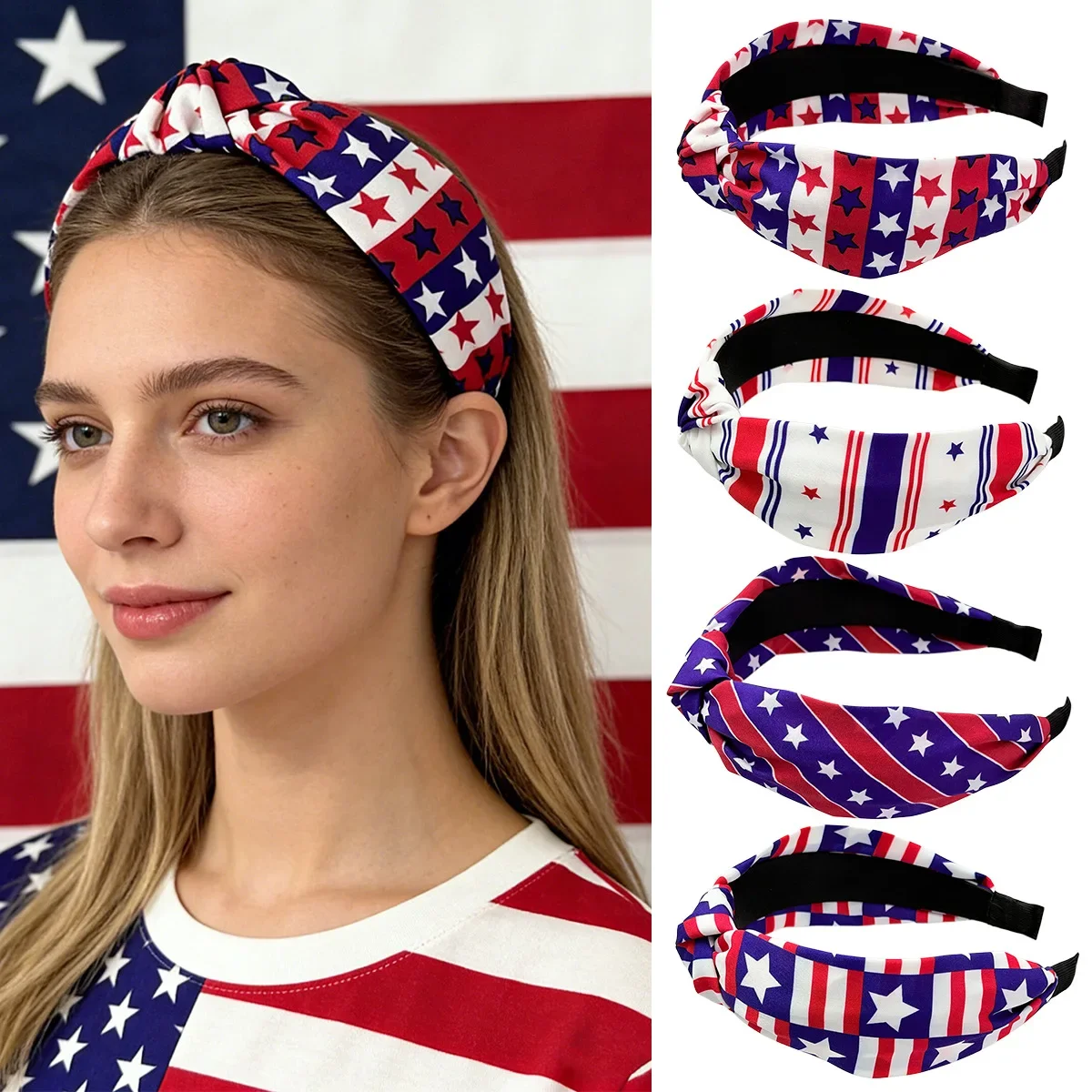 New Independence Day Cross Knot Headband Star Stripe Wide Edge Headband Holiday Party Dress Up Hair Accessories
New Independence Day Cross Knot Headband Star Stripe Wide Edge Headband Holiday Party Dress Up Hair Accessories