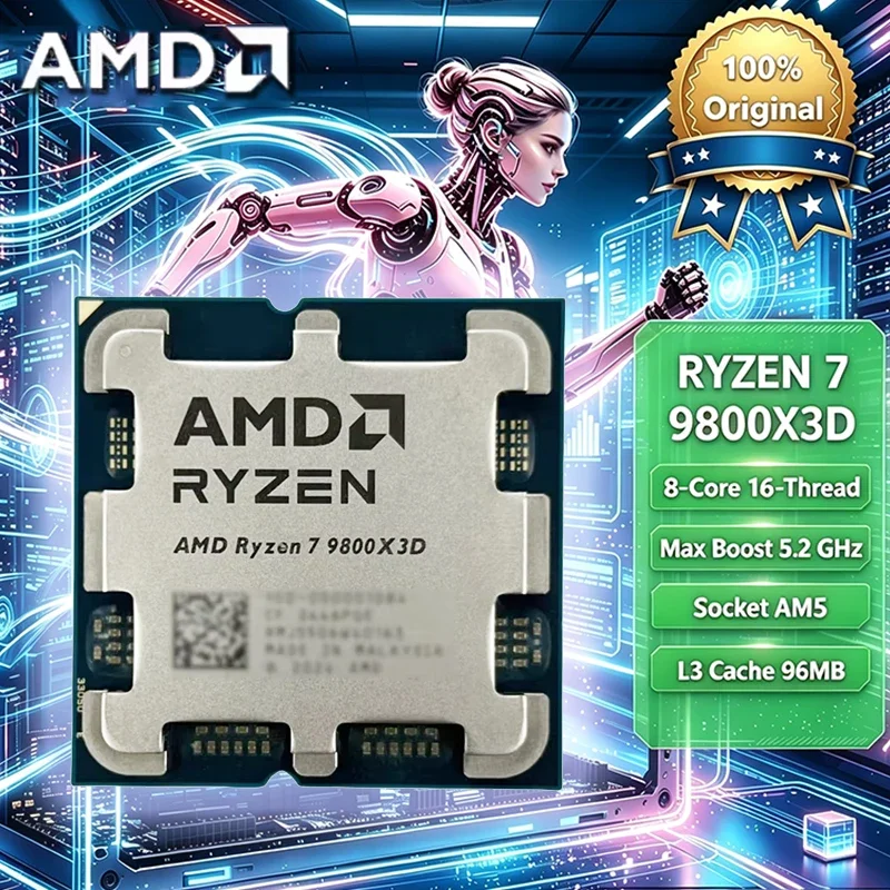 AMD Ryzen 7 9800X3D 8-Core 16-Thread NEW 4.7GHz L3=96M 120W Processor DDR5 Socket AM5 4NM R7 9800X3D but No Fan
AMD Ryzen 7 9800X3D 8-Core 16-Thread NEW 4.7GHz L3=96M 120W Processor DDR5 Socket AM5 4NM R7 9800X3D but No Fan