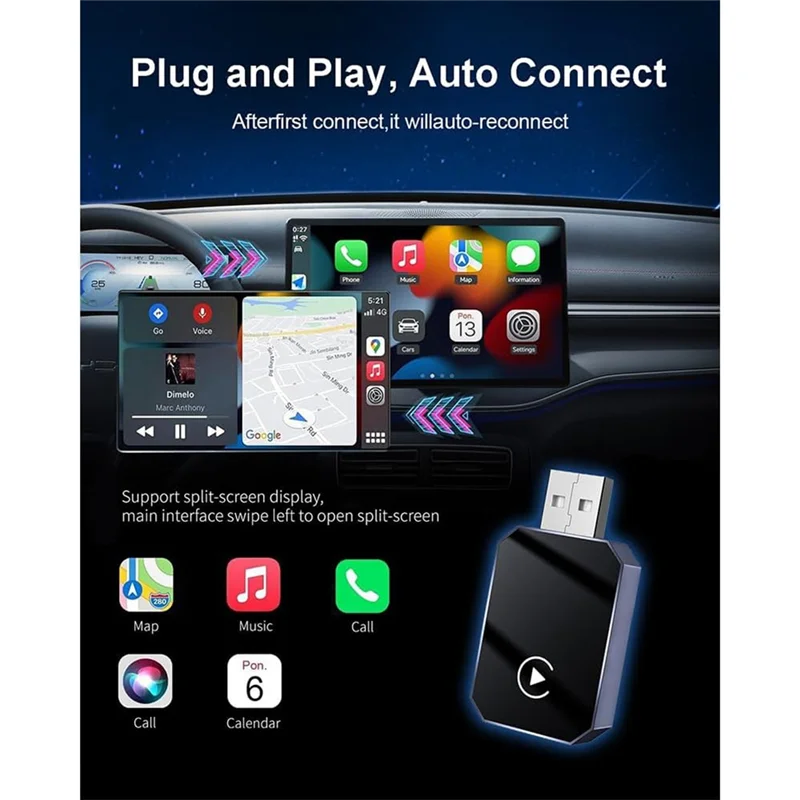 ABSQ-Wireless Carplay Adapter Upgraded For IOS & Android Auto - Bluetooth 5.0, Plug & Play, Auto-Connect, Voice Control
ABSQ-Wireless Carplay Adapter Upgraded For IOS & Android Auto - Bluetooth 5.0, Plug & Play, Auto-Connect, Voice Control