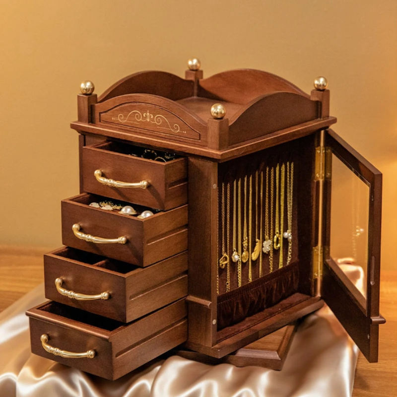 Wooden Jewelry Box 360° Rotating Necklace Storage Boxes Retro Drawers Jewelry Organizer Case Women Ring Earring Display Boxes
Wooden Jewelry Box 360° Rotating Necklace Storage Boxes Retro Drawers Jewelry Organizer Case Women Ring Earring Display Boxes