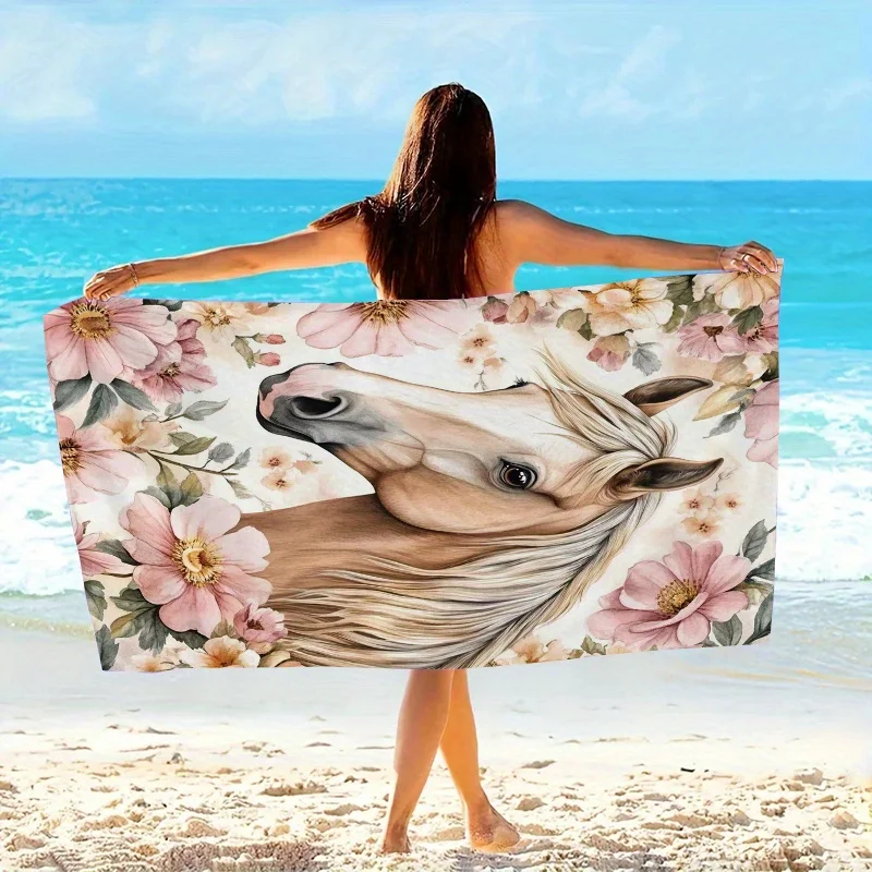 1pc Vintage Pink Floral Horse Print Beach Towel Quick Dry Microfiber Sand Free Absorbent for Pool Travel Washable
1pc Vintage Pink Floral Horse Print Beach Towel Quick Dry Microfiber Sand Free Absorbent for Pool Travel Washable