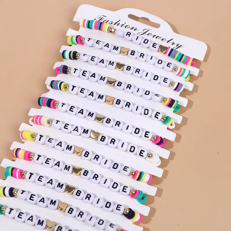 12Pcs Boho Handmade Team Bride Bracelets Bridal Shower Bachelorette Party Favors Bridesmaid Gifts Wedding Decoration Supplies
12Pcs Boho Handmade Team Bride Bracelets Bridal Shower Bachelorette Party Favors Bridesmaid Gifts Wedding Decoration Supplies