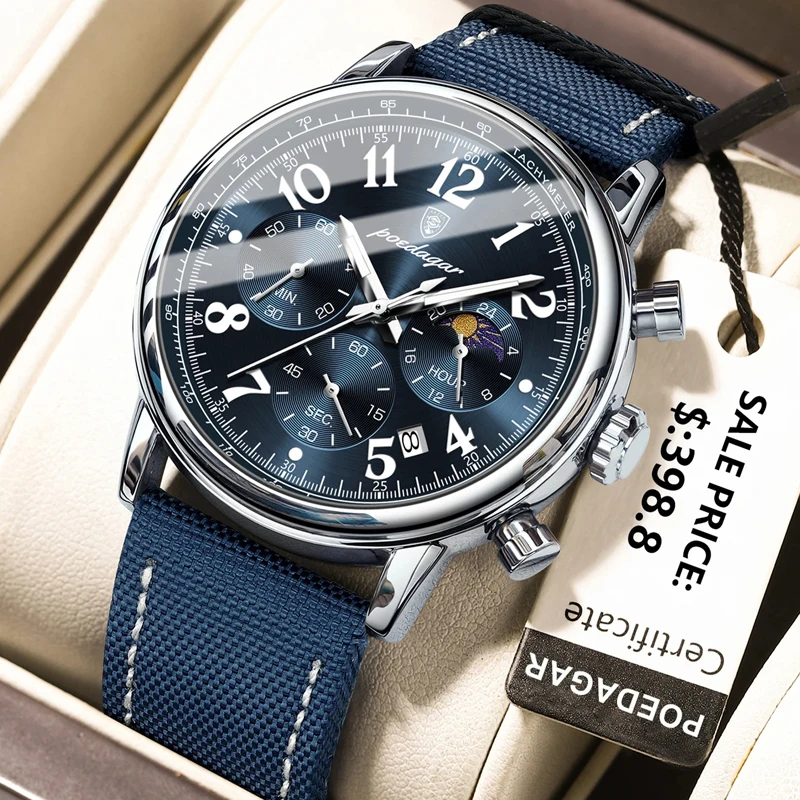 POEDAGAR Luxury Military Sports Chronograph Quartz Watch for Man Waterproof Luminous Date Men's Watches Leather Strap Men Clock
POEDAGAR Luxury Military Sports Chronograph Quartz Watch for Man Waterproof Luminous Date Men's Watches Leather Strap Men Clock