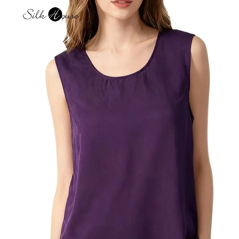 Purple 100% Natural Mulberry Silk Turtle Crack Gambiered Guangdong Gauze Women's Sleeveless Round Neck Vest
Purple 100% Natural Mulberry Silk Turtle Crack Gambiered Guangdong Gauze Women's Sleeveless Round Neck Vest