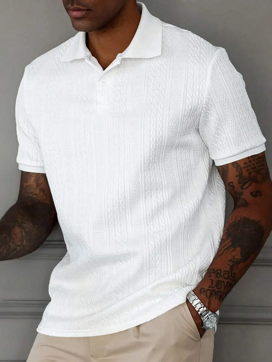 White Mens Textured Shirt With Geometric Stripe Pattern Casual Short Sleeve Collared Top
White Mens Textured Shirt With Geometric Stripe Pattern Casual Short Sleeve Collared Top
