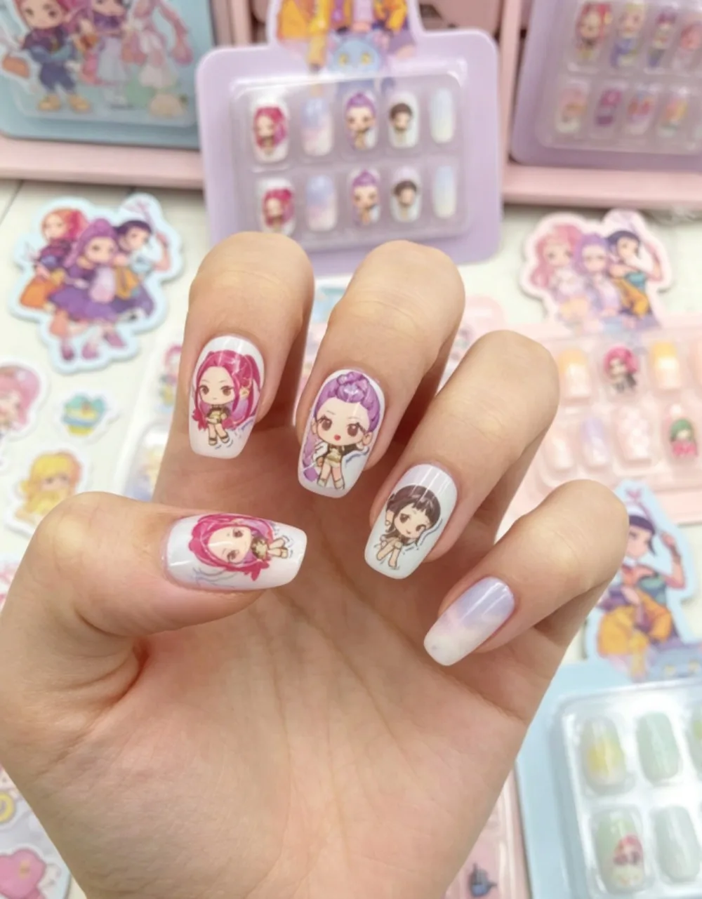 Bestseller 6Pcs Korean Style Press On Nails Girl Group Themed Reusable False Nail Tips Cute Mini Toy Gifts For Birthday Part
Bestseller 6Pcs Korean Style Press On Nails Girl Group Themed Reusable False Nail Tips Cute Mini Toy Gifts For Birthday Part