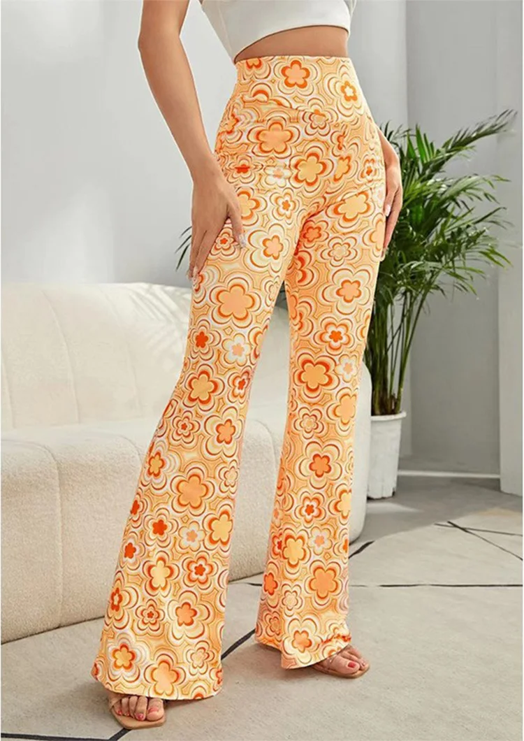 Fashion Printed Flared Pants Women's Slim High Waisted Pants Summer Vacation Casual Flared Trousers
Fashion Printed Flared Pants Women's Slim High Waisted Pants Summer Vacation Casual Flared Trousers