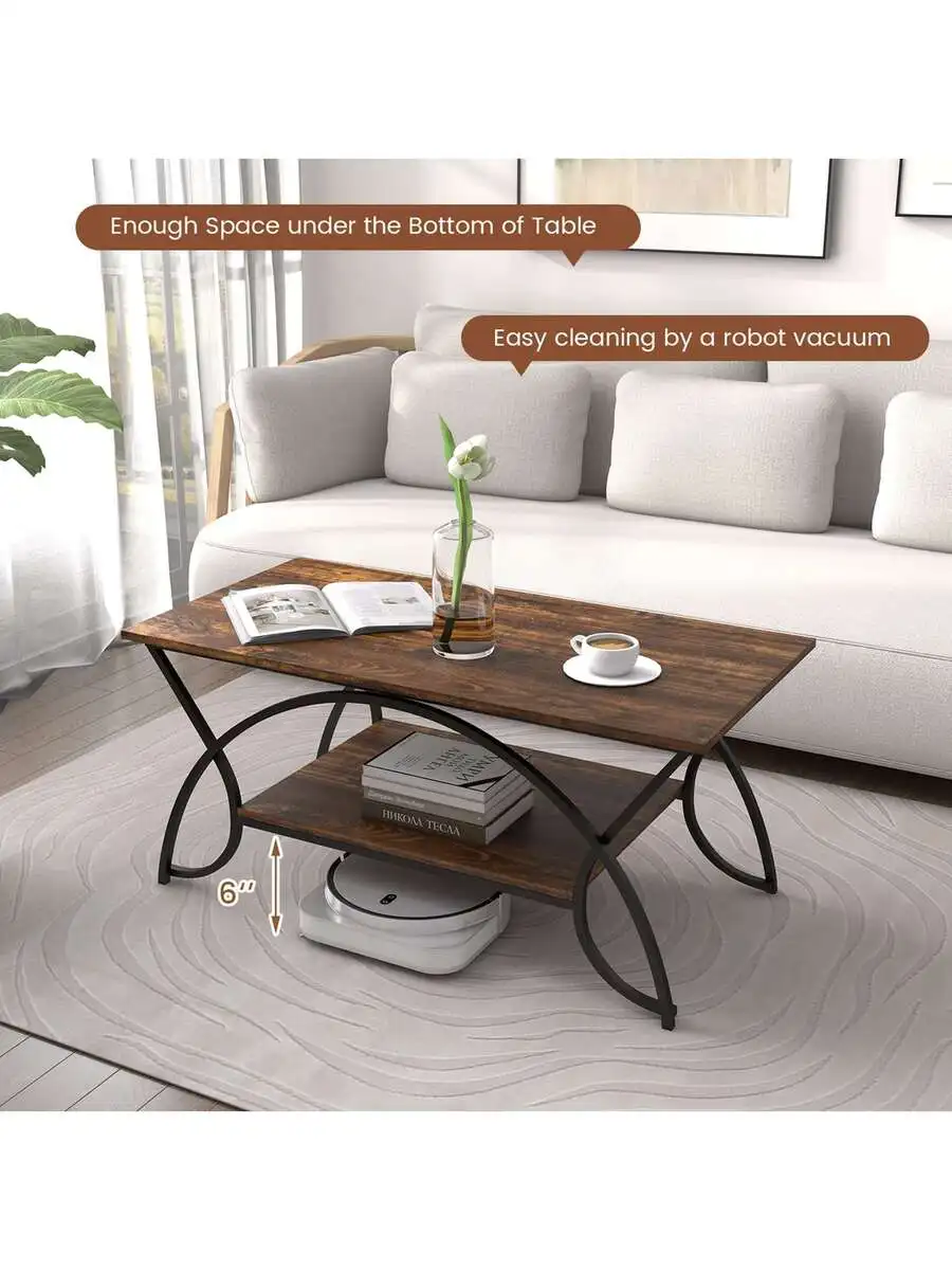 Costway 2-Tier Industrial Coffee Table Rectangular Cocktail Table with Storage Shelf
Costway 2-Tier Industrial Coffee Table Rectangular Cocktail Table with Storage Shelf