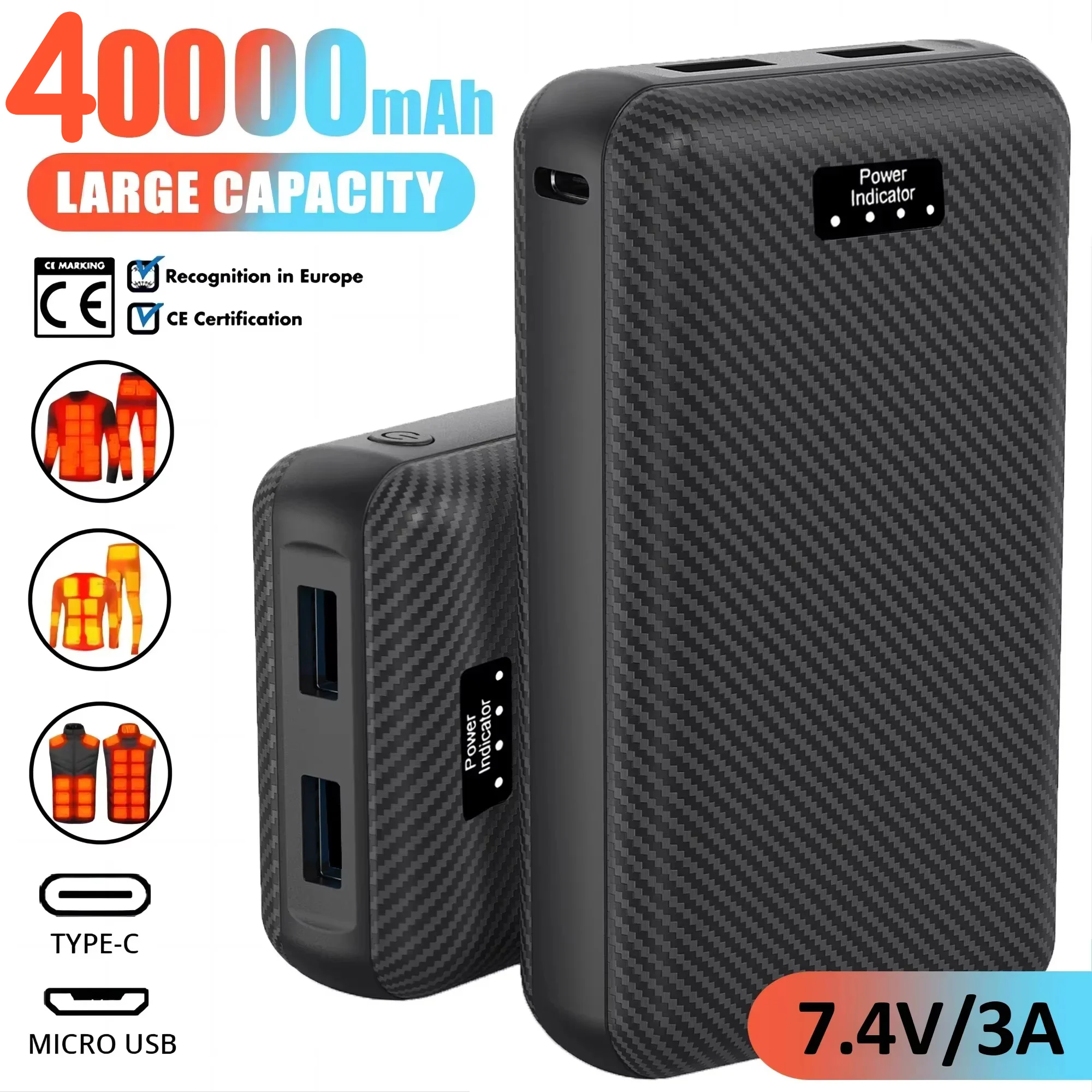 Battery 40000mAh Portabl Heating Mobile 3A Power Supply for Heating Vest Jacket Gloves Electric Heating Equipment DC Power Bank
Battery 40000mAh Portabl Heating Mobile 3A Power Supply for Heating Vest Jacket Gloves Electric Heating Equipment DC Power Bank