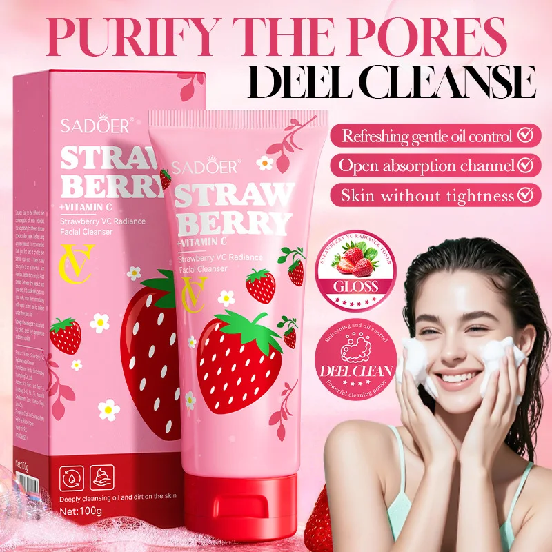 SADOER Vitamin C Strawberry Facial Cleanser, Deep Clean Oil Control Brightening, Gentle Non-Tightening Cleanser
SADOER Vitamin C Strawberry Facial Cleanser, Deep Clean Oil Control Brightening, Gentle Non-Tightening Cleanser