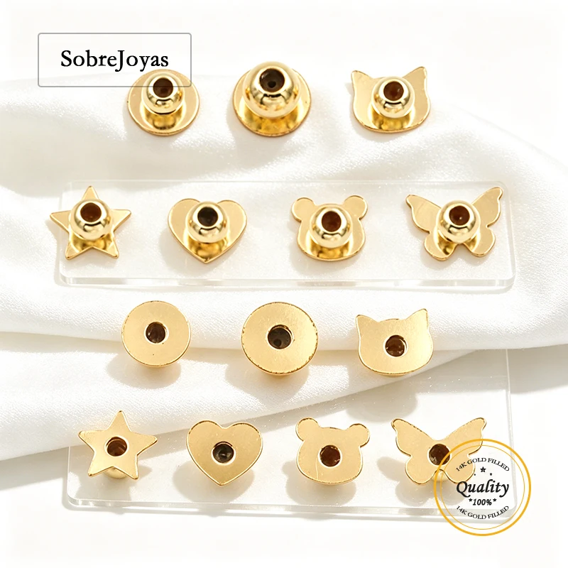 14K Gold Filled Earring Backs with Silicone Inserts - Butterfly Bear Cute Cat Heart round Star Jewelry Findings Wholesale
14K Gold Filled Earring Backs with Silicone Inserts - Butterfly Bear Cute Cat Heart round Star Jewelry Findings Wholesale