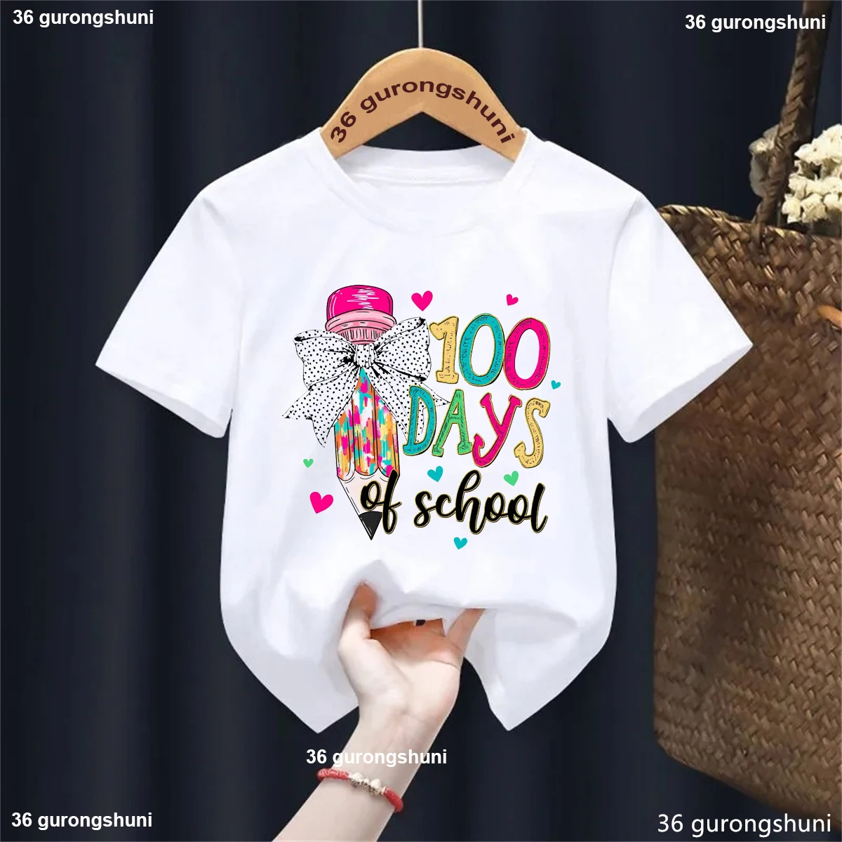 2025 Hot Sale Pencil Bow 100 Days Of School Graphic Printed Tshirt Girls/Boys Harajuku Kawaii Kids Clothes Summer Tops T-Shirt
2025 Hot Sale Pencil Bow 100 Days Of School Graphic Printed Tshirt Girls/Boys Harajuku Kawaii Kids Clothes Summer Tops T-Shirt