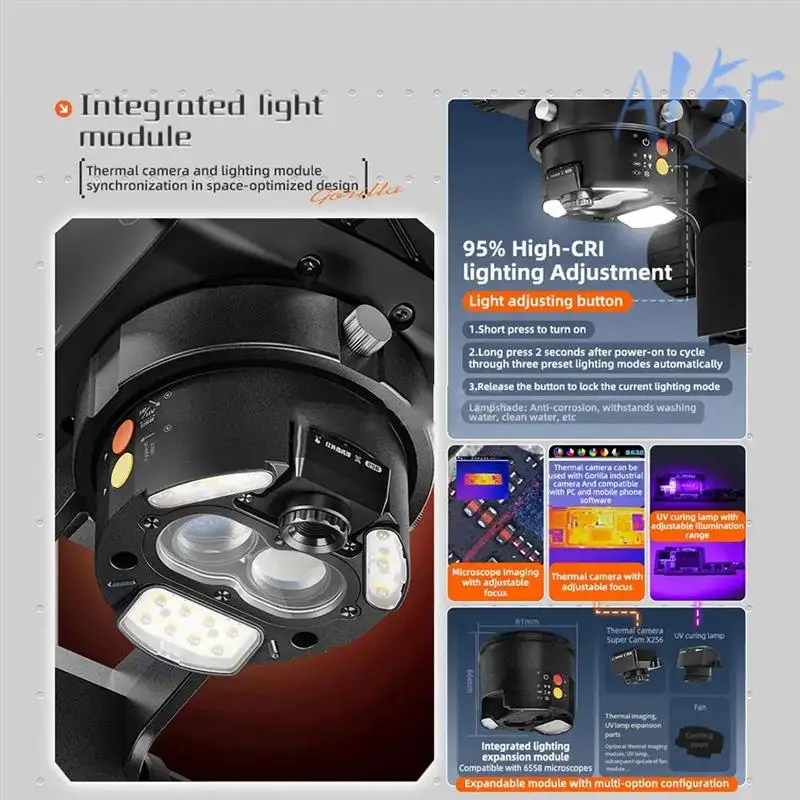 A15F-Integrated Microscope Ultraviolet Curing Lamp Expandable Thermal Imaging+Fan Repair
A15F-Integrated Microscope Ultraviolet Curing Lamp Expandable Thermal Imaging+Fan Repair