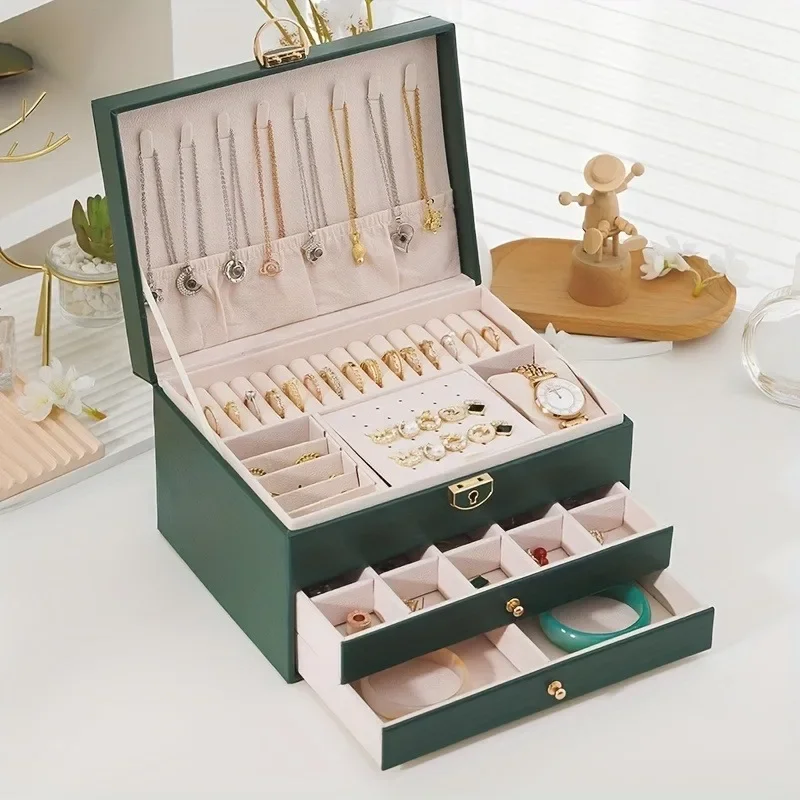 Luxury Faux Leather Jewelry Organizer Box Large Capacity for Earrings, Rings, Necklaces, Bracelets & Accessories,Jewelry Box
Luxury Faux Leather Jewelry Organizer Box Large Capacity for Earrings, Rings, Necklaces, Bracelets & Accessories,Jewelry Box