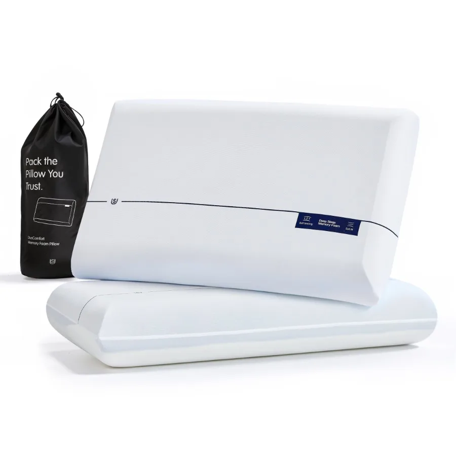 Gel Memory Foam Pillow Dual-Firmness Queen Size Bed Pillows for Side and Back Sleepers, Travel Bag and Eye Mask Included
Gel Memory Foam Pillow Dual-Firmness Queen Size Bed Pillows for Side and Back Sleepers, Travel Bag and Eye Mask Included