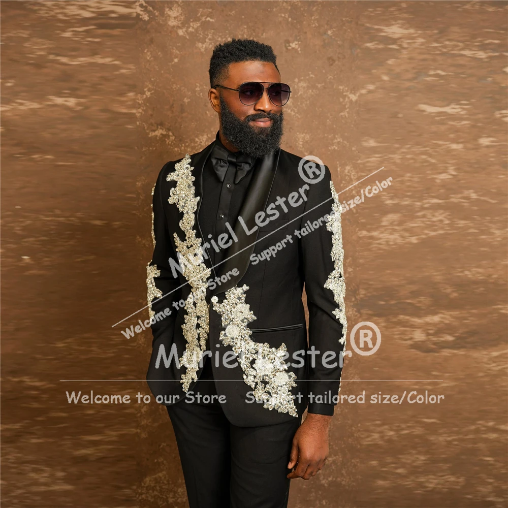 Luxury Diamond Beaded Suit Men 2 Piece Set Shawl Lapel Prom Blazers Customized trajes para hombre Fashion Groom Wedding Tuxedos
Luxury Diamond Beaded Suit Men 2 Piece Set Shawl Lapel Prom Blazers Customized trajes para hombre Fashion Groom Wedding Tuxedos