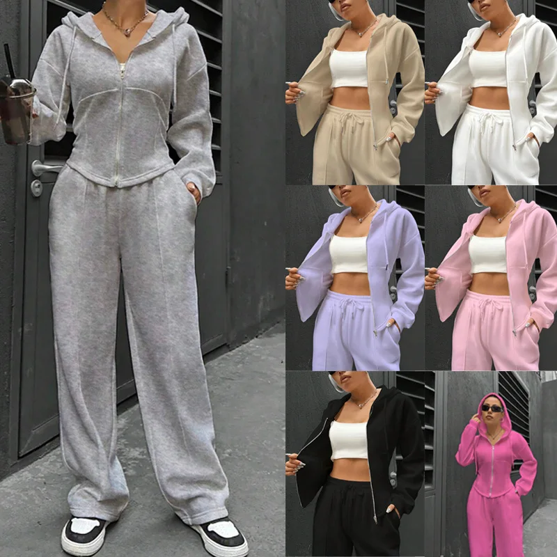 2026 Fashion Hooded Cardigan Hoodie Top Sweatshirt & Slim-fit Casual Pants Two-piece Set for Women Spring Summer Solid Color
2026 Fashion Hooded Cardigan Hoodie Top Sweatshirt & Slim-fit Casual Pants Two-piece Set for Women Spring Summer Solid Color