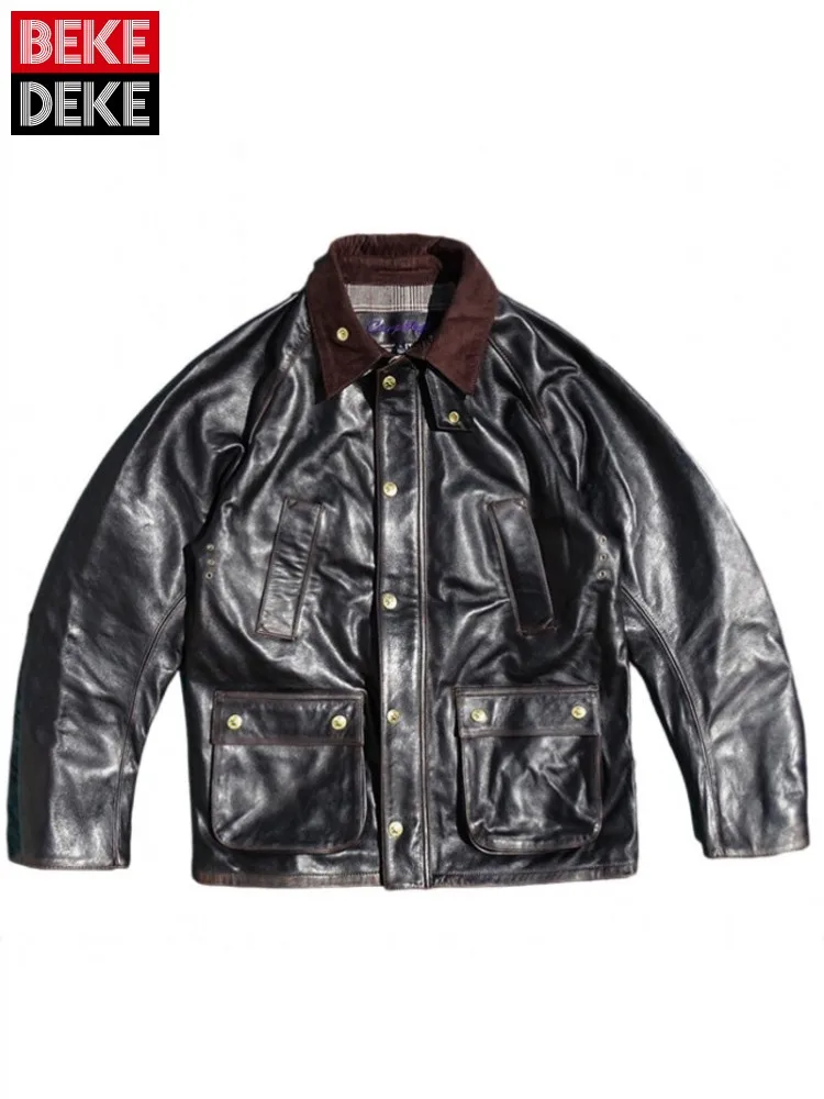 Vintage Mens Multi Pockets Business Casual Work Jacket Motorcycle Biker Riding Outwear Coat New Horsehide Genuine Leather Jacket
Vintage Mens Multi Pockets Business Casual Work Jacket Motorcycle Biker Riding Outwear Coat New Horsehide Genuine Leather Jacket