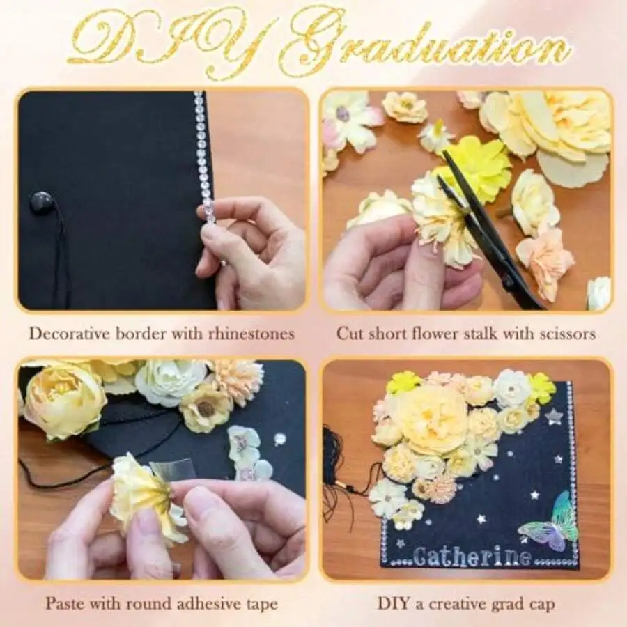 DIY Graduation Cap Decor Kit With 3D Flowers Rhinestones Butterflies And Stickers
DIY Graduation Cap Decor Kit With 3D Flowers Rhinestones Butterflies And Stickers