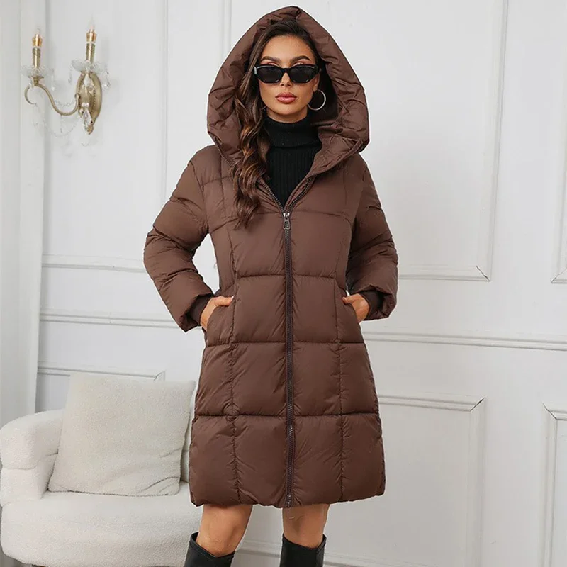 Windproof Warm Padded-Cotton Coat Winter Women's Long Coat Simple Loose Hooded Parkas Fashion Plaid Quilted Jackets for Woman
Windproof Warm Padded-Cotton Coat Winter Women's Long Coat Simple Loose Hooded Parkas Fashion Plaid Quilted Jackets for Woman