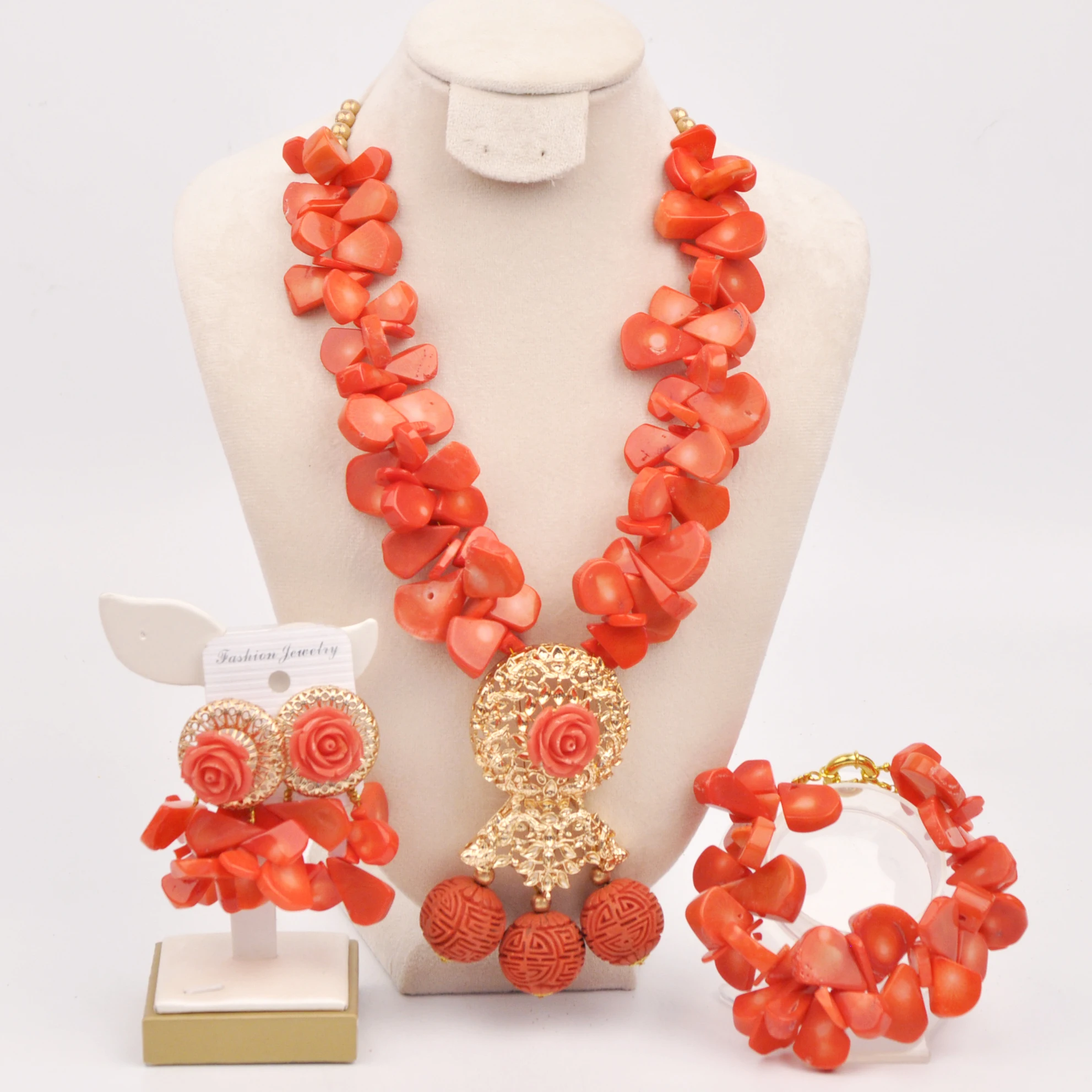 Nigerian Orange Coral Jewelry Set Dubai Gold African Beads Jewelry Sets
Nigerian Orange Coral Jewelry Set Dubai Gold African Beads Jewelry Sets