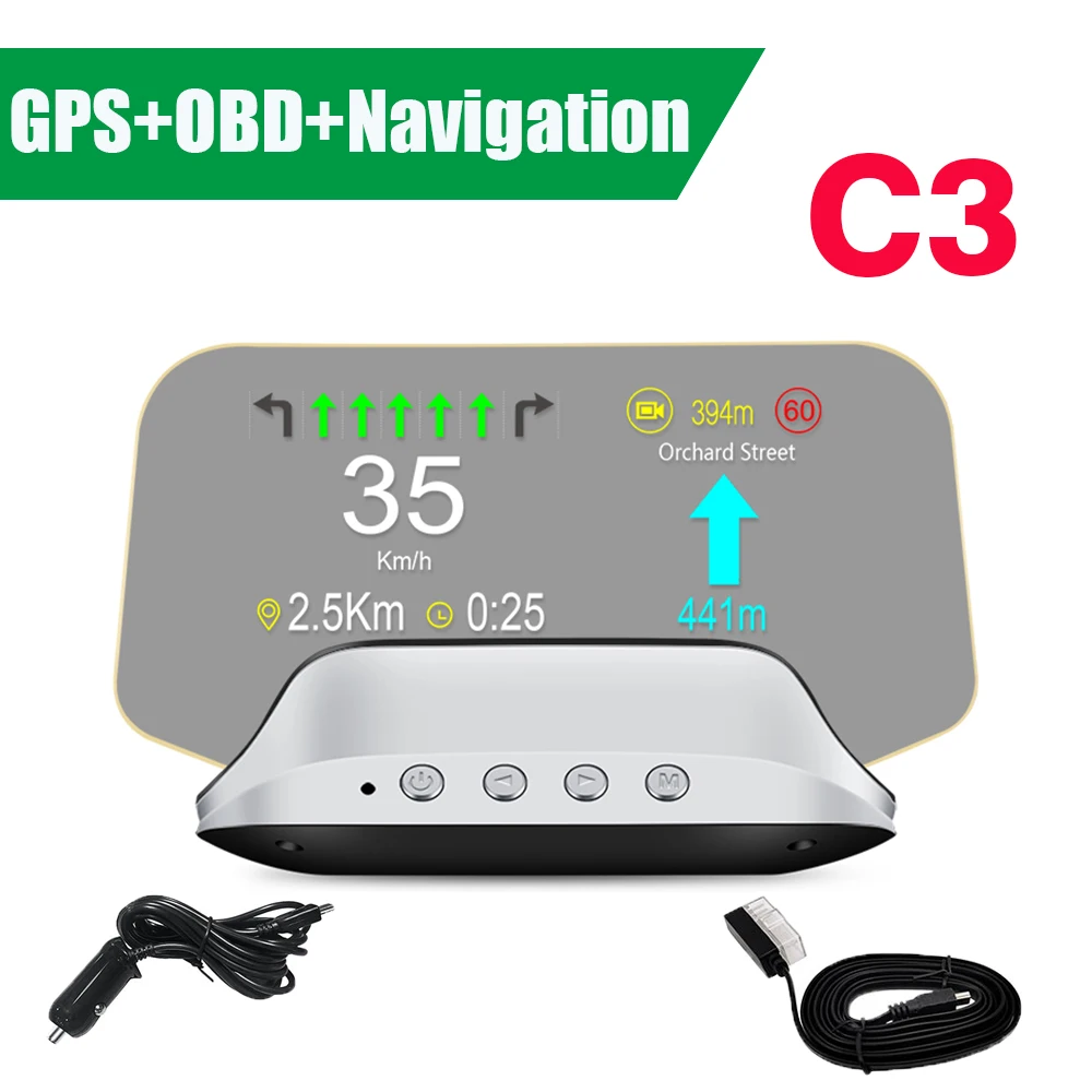 HUD Navigation C3 LCD OBD Smart Gauge Head Up Display OBD2 On-board Computer GPS Trip Mileage Fuel Consumption Temperature Oil
HUD Navigation C3 LCD OBD Smart Gauge Head Up Display OBD2 On-board Computer GPS Trip Mileage Fuel Consumption Temperature Oil