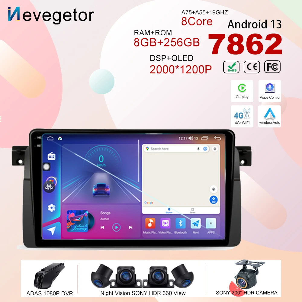 Android 13 For BMW E46 M3 318/320/325/330/335 Car Radio Stereo Multimedia Player GPS Navigation High-performance CPU Screen 7862
Android 13 For BMW E46 M3 318/320/325/330/335 Car Radio Stereo Multimedia Player GPS Navigation High-performance CPU Screen 7862