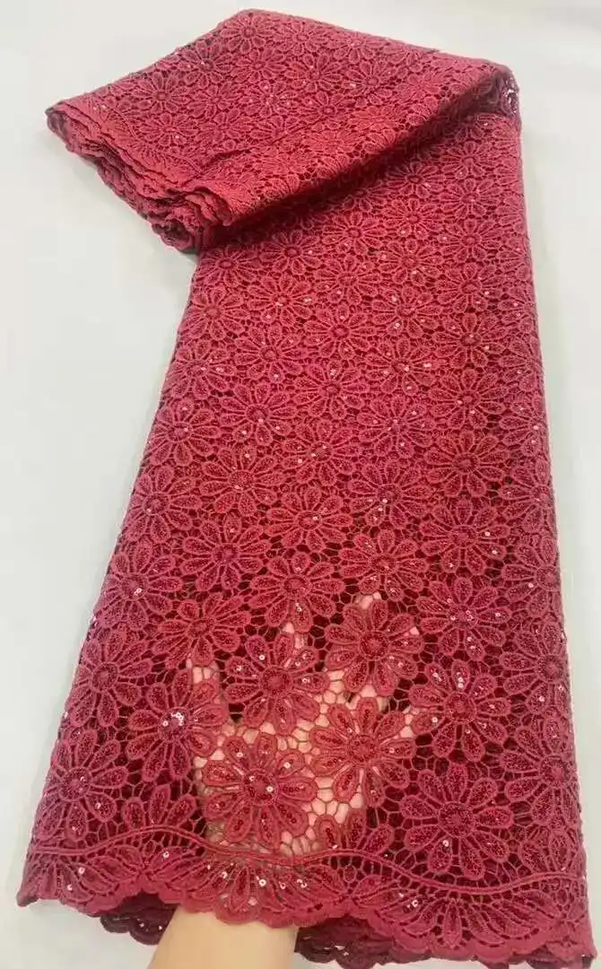 African Nigerian High-Quality Cotton Wedding Tulle Lace Fabric with Sequins Water Soluble 5 Yards for Party Dresses Sewing
African Nigerian High-Quality Cotton Wedding Tulle Lace Fabric with Sequins Water Soluble 5 Yards for Party Dresses Sewing