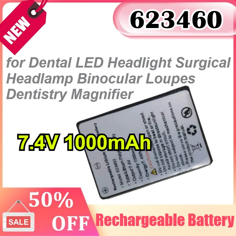623460 7.4V 1000mAh for Dental LED Headlight Surgical Headlamp Binocular Loupes Dentistry Magnifier Rechargeable Battery
623460 7.4V 1000mAh for Dental LED Headlight Surgical Headlamp Binocular Loupes Dentistry Magnifier Rechargeable Battery