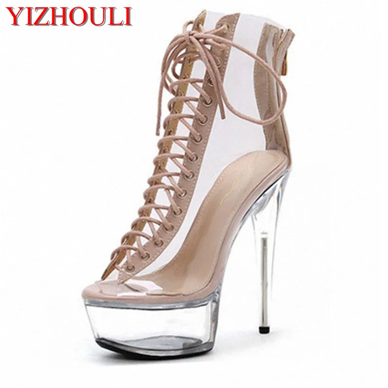 15 cm high heel boots, sexy and transparent platform boots, stage club fashion women's dance shoes
15 cm high heel boots, sexy and transparent platform boots, stage club fashion women's dance shoes