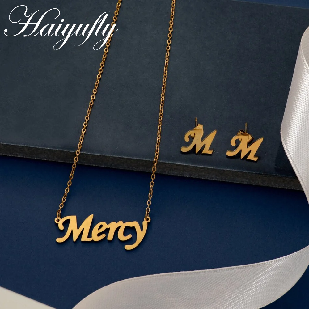 Haiyufly Custom Name Necklace Stud Earring Stainless Steel Jewelry Set for Women Girl High Quality Personalized Birthday Gift
Haiyufly Custom Name Necklace Stud Earring Stainless Steel Jewelry Set for Women Girl High Quality Personalized Birthday Gift