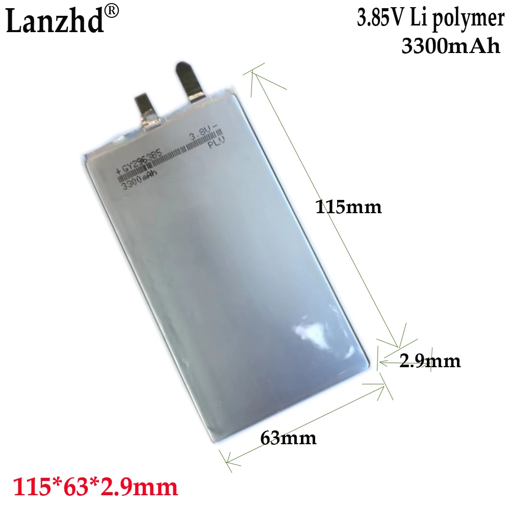 3.8V Li polymer lithium Battery 3300mAh For fast charging source laptop battery 2963115 2963B5
3.8V Li polymer lithium Battery 3300mAh For fast charging source laptop battery 2963115 2963B5