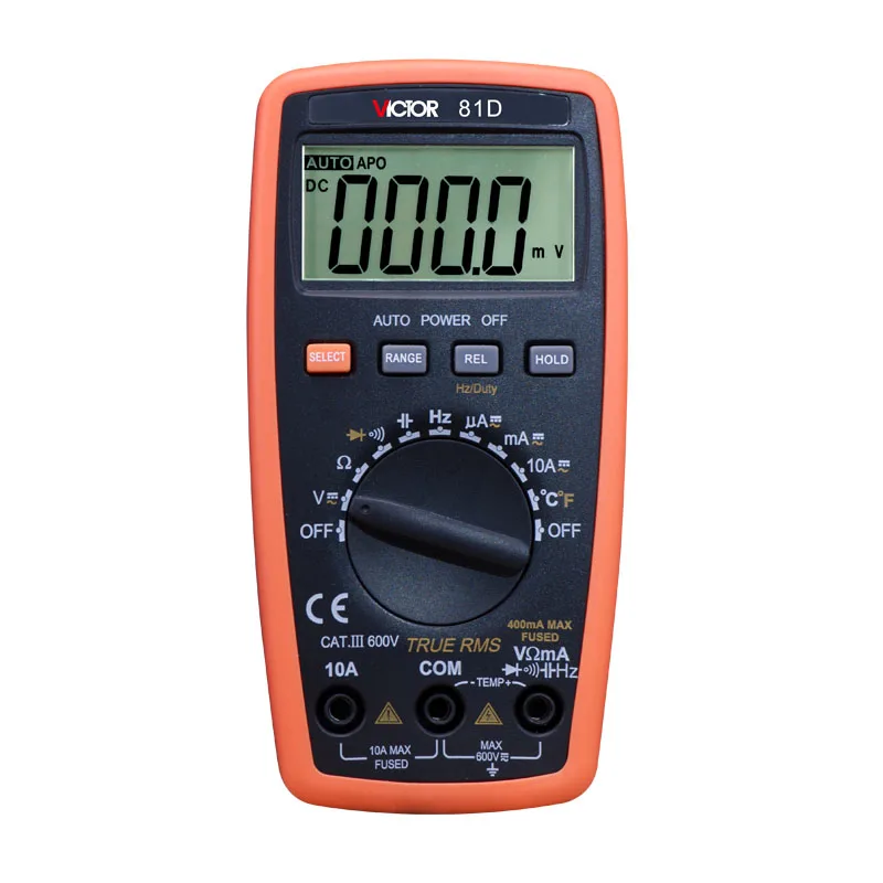 VICTOR 81B/81D Auto Range Digital Multi-meter 1999 Counts Large Lcd Display Small Type Resistance Capacitance Frequency
VICTOR 81B/81D Auto Range Digital Multi-meter 1999 Counts Large Lcd Display Small Type Resistance Capacitance Frequency