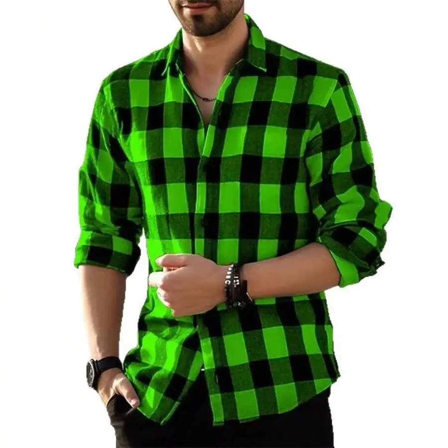 Mens Casual Long Sleeve Plaid Shirt Polyester Four Way Stretch
Mens Casual Long Sleeve Plaid Shirt Polyester Four Way Stretch