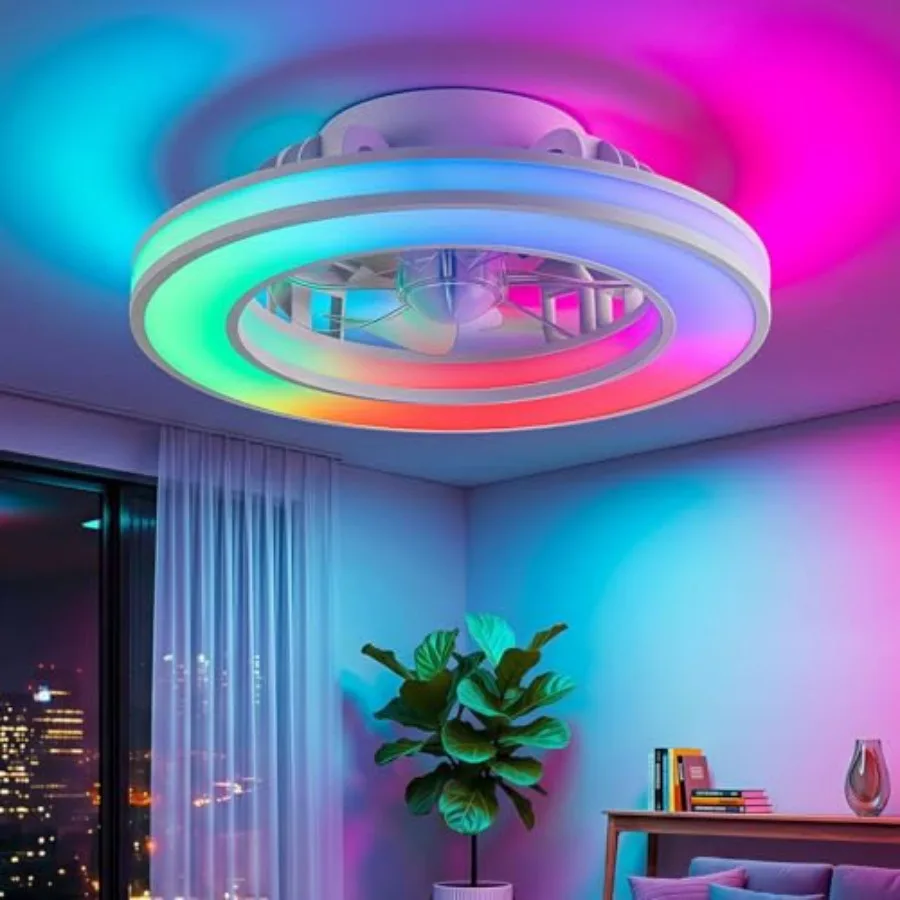 RGB Ceiling Fans with Lights and Remote, 16 Inch Low Profile Flush Mount LED Ceiling Fan, 3000K/4000K/6500K Dimmable Modern Fan
RGB Ceiling Fans with Lights and Remote, 16 Inch Low Profile Flush Mount LED Ceiling Fan, 3000K/4000K/6500K Dimmable Modern Fan