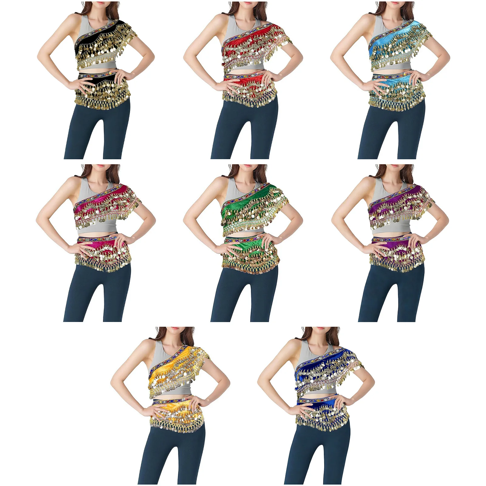 Women Tribal-Style Belly Dance Coin Tassel Belt Two-Piece Set Performance Costume Accessories for Stage Dance Performance
Women Tribal-Style Belly Dance Coin Tassel Belt Two-Piece Set Performance Costume Accessories for Stage Dance Performance