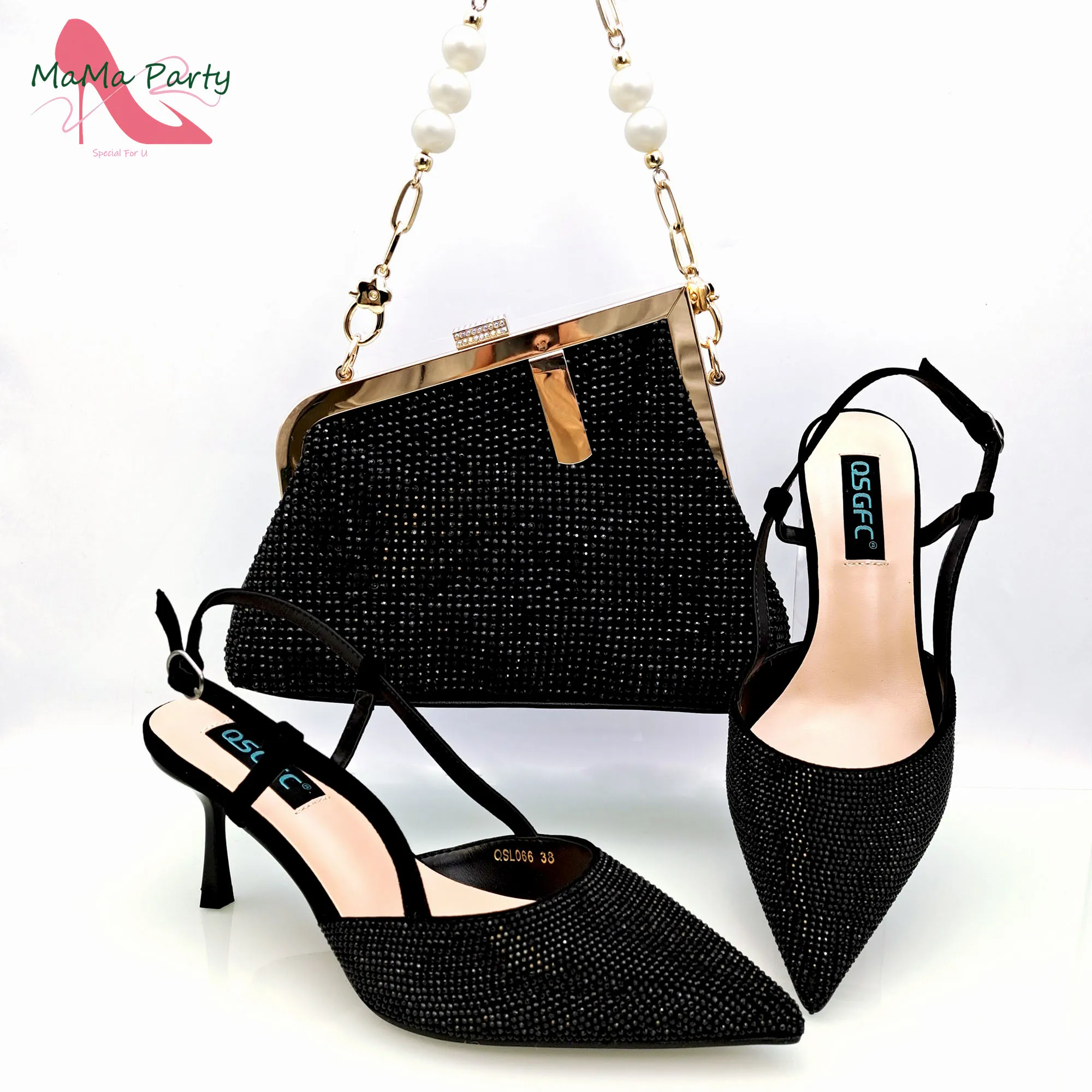 Black Color 2024 Summer New Coming Hot Sale Sweet Women Shoes and Bag Set Party Pumps with Shinning Crystal for Wedding
Black Color 2024 Summer New Coming Hot Sale Sweet Women Shoes and Bag Set Party Pumps with Shinning Crystal for Wedding