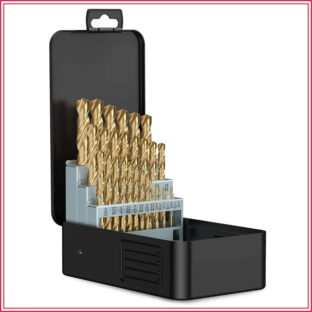 29-Piece HSS Drill Bit Set, Titanium Coated, 1/16" to 1/2", for Metal & Plastic
29-Piece HSS Drill Bit Set, Titanium Coated, 1/16" to 1/2", for Metal & Plastic