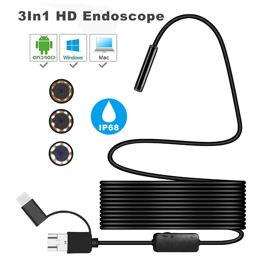HD Inspection Borescope IP67 Waterproof 7mm Automotive Borescope Type-C Piping Endoscope with 6 LED for iPhone Android Samsung
HD Inspection Borescope IP67 Waterproof 7mm Automotive Borescope Type-C Piping Endoscope with 6 LED for iPhone Android Samsung
